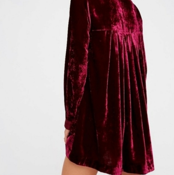 Free People Long Sleeve Velvet Mini Dress - Picture 2 of 8